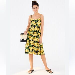 Farm Rio Black Lemon Ribbed Midi Dress Size Large